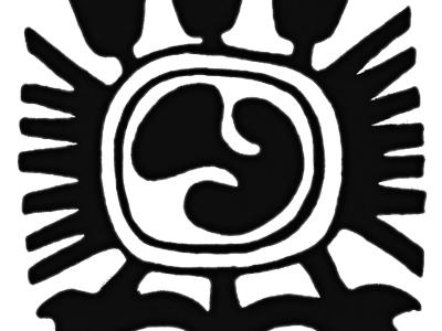 Logo fra Vallensbæk kunstforening sort figur på hvis baggrund