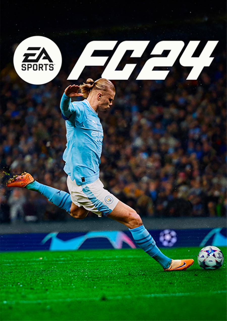 Fodboldspiller med teksten EA FC24